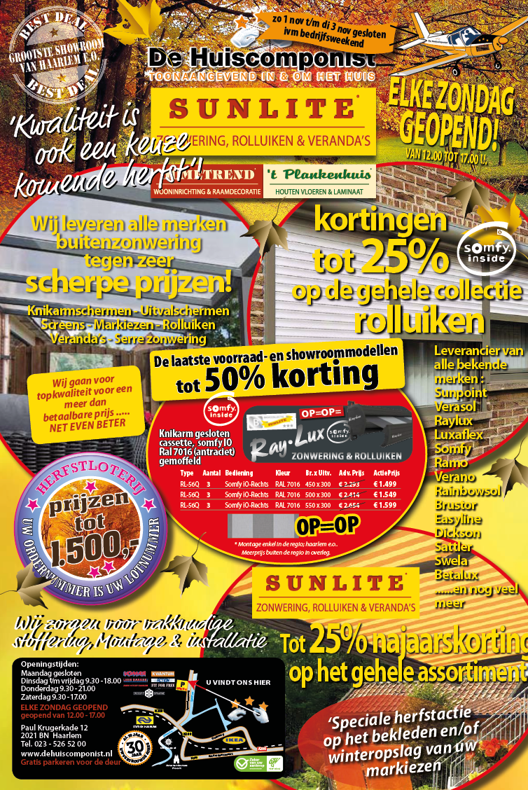 Zonwering aanbiedingen herfst 2020